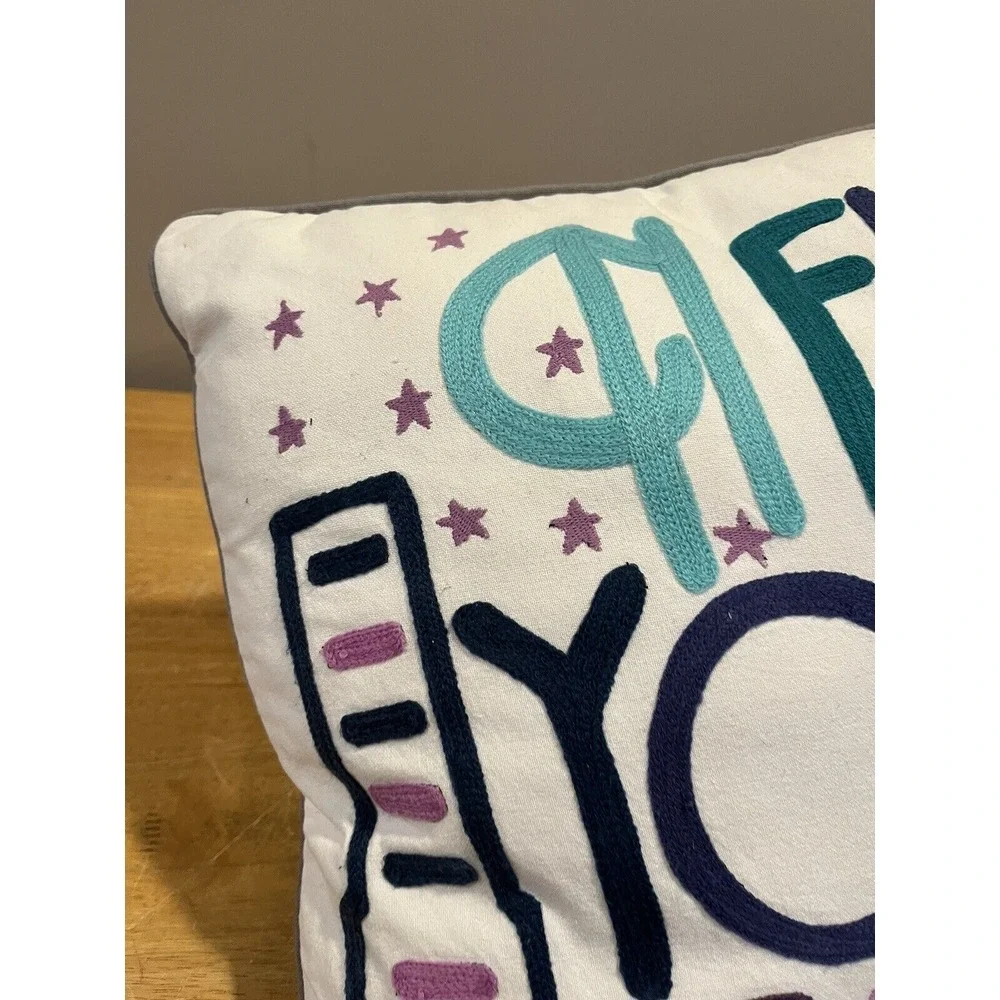 Pottery Barn Teen New York City Square Throw Pillow EMBROIDERED Down Fill Zipper